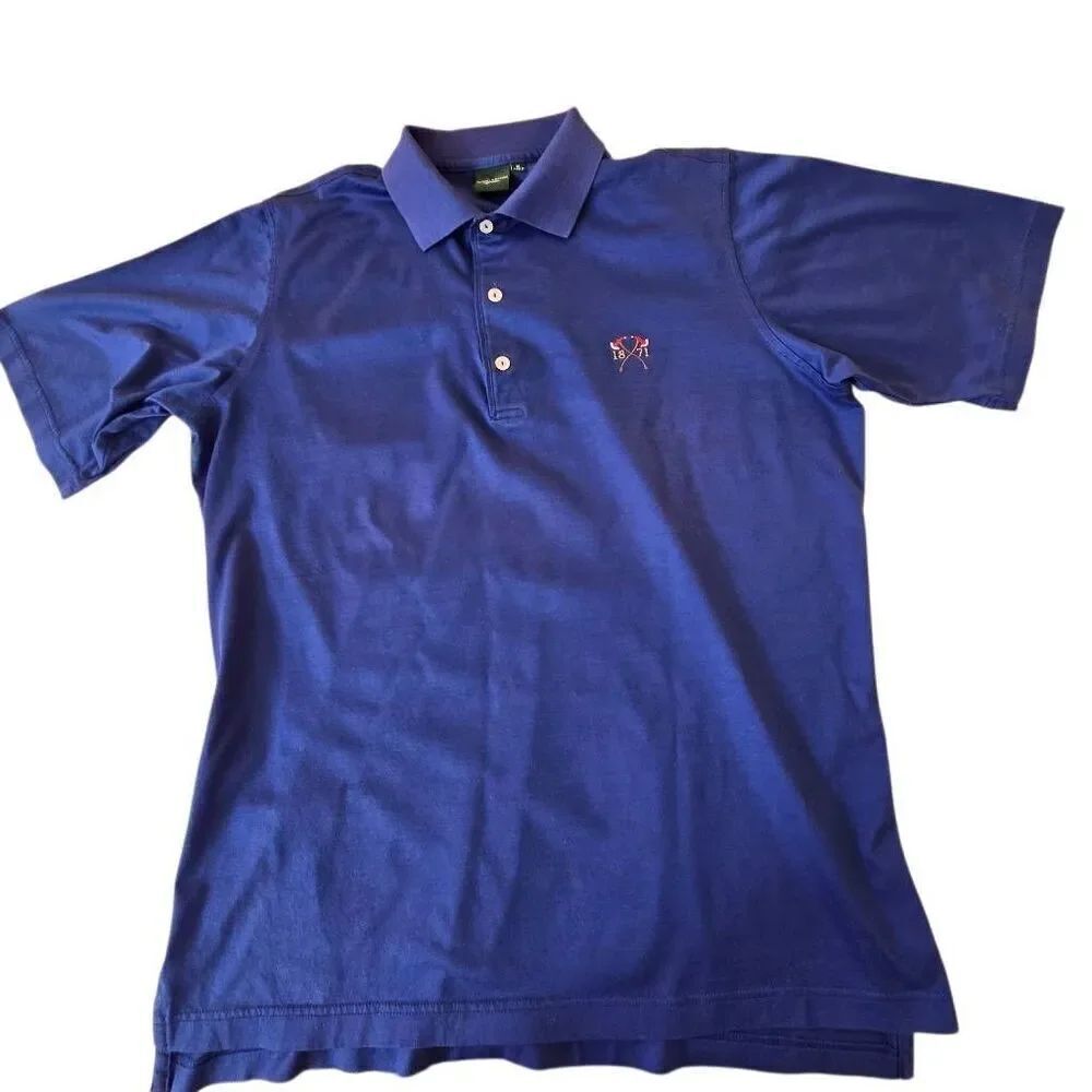 Fairway & Greene Signature Mens Short Sleeve Polo Golf Shirt Blue Size Medium